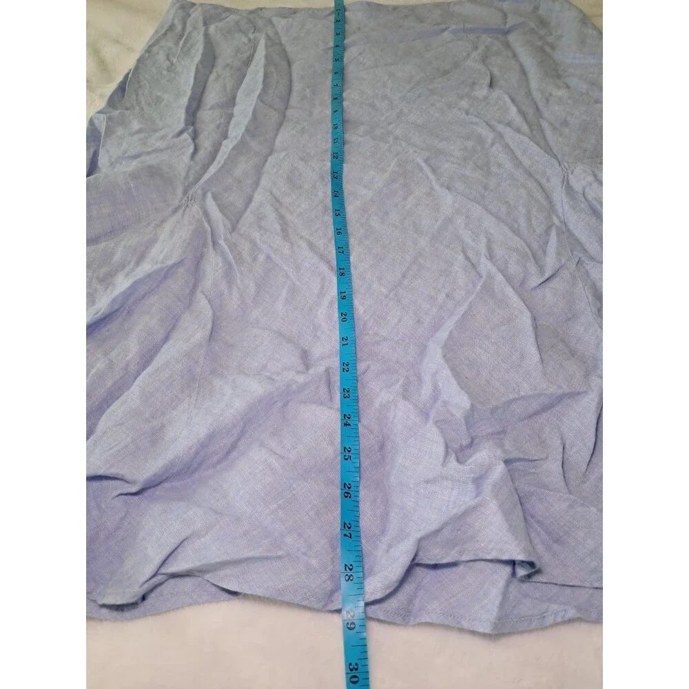 J.Crew Gwyneth Flounce Hem Linen Slip Skirt French Blue Pull On CN555 Sz 2X NWT